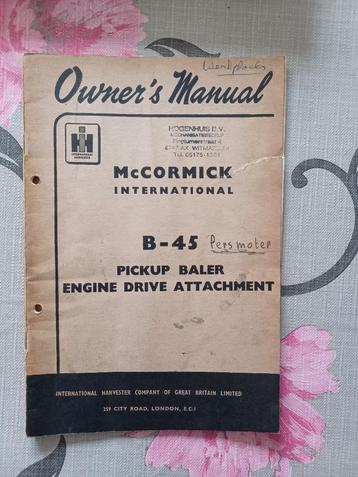 Gebruikershandleiding Mc Cormick B-45 persmotor beschikbaar voor biedingen