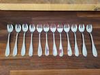 12 verzilverde oestervorkjes uit Parijs met doos nieuwstaat, Antiek en Kunst, Antiek | Bestek, Ophalen of Verzenden