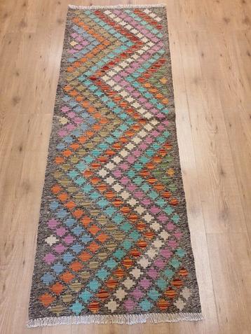 Prachtige handgeweven oosterse kelim loper 195x69