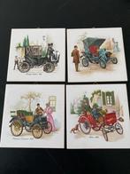 Set van 4 vintage tegels met antieke auto’s design, Antiek en Kunst, Ophalen of Verzenden