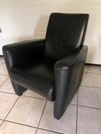 Zwart leren fauteuil, Ophalen of Verzenden, Zo goed als nieuw, 75 tot 100 cm, 50 tot 75 cm