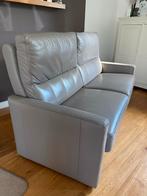 Goossens leren 3-zits bank - Taupe, Huis en Inrichting, Ophalen, Gebruikt, Minder dan 75 cm, Driepersoons