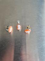 Camee Set: Zilveren Oorstekers & Hanger, Verzenden, Oranje, Zo goed als nieuw, Knopjes of Stekers