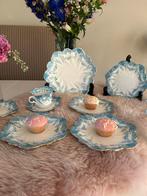 Antiek David Chapman Servies 1895 Bloemvorm Azuurblauw, Antiek en Kunst, Ophalen of Verzenden