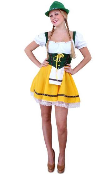 Tiroler Jurk Geel/Groen Oktoberfest beschikbaar voor biedingen