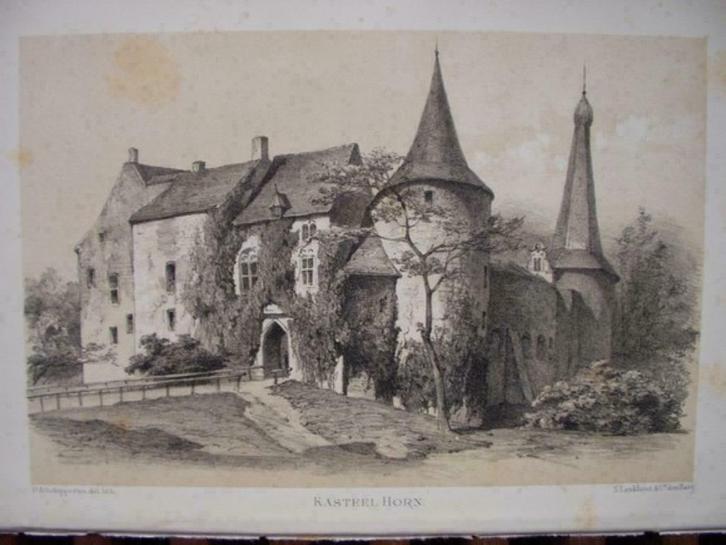 01  /  Horn het  Kasteel Litho 1876, Antiek en Kunst, Kunst | Litho's en Zeefdrukken, Ophalen of Verzenden