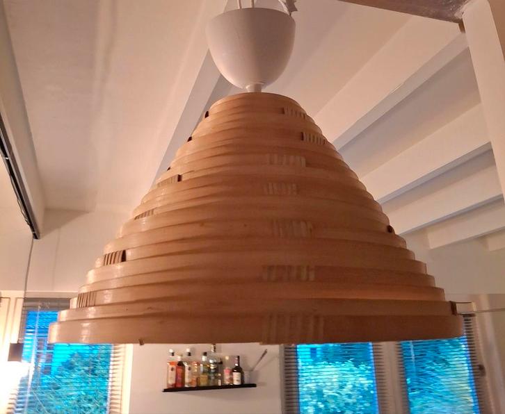 Vintage IKEA ILSBO Bamboe Hanglamp - Boho Sfeer, Huis en Inrichting, Lampen | Hanglampen, Gebruikt, Minder dan 50 cm, Hout, Ophalen of Verzenden
