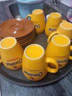 6 Chocomel Mokken met Schotels, Gebruikt, Keramiek, Ophalen of Verzenden, Overige stijlen