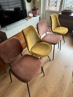 4x velvet stoeltjes oker geel & roze, Huis en Inrichting, Stoelen, Vier, Ophalen of Verzenden, Overige kleuren