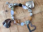 Elastische armband, bruin / zilverkleurig, Sieraden, Tassen en Uiterlijk, Ophalen of Verzenden, Nieuw, Overige kleuren