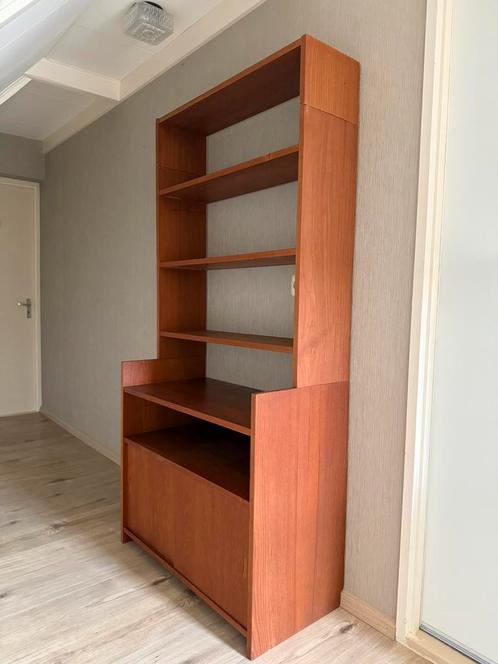 Vintage teakhouten KLM kast met schuifdeuren Cadovius, Huis en Inrichting, Kasten | Wandmeubels, Gebruikt, 150 tot 200 cm, Minder dan 150 cm