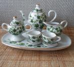 Oud mini serviesje van porselein op dienblad. 10-delig., Ophalen of Verzenden, Zo goed als nieuw
