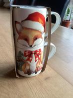 2 Kerstbekers met vos - Nieuw uit kerstpakket, Keramiek, Nieuw, Ophalen of Verzenden, Overige stijlen