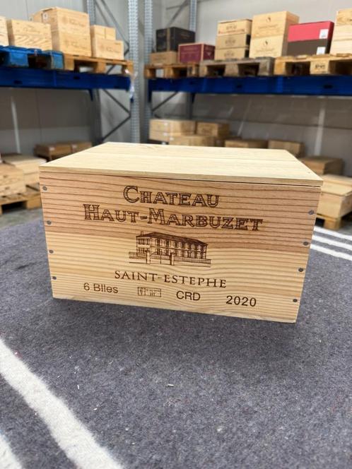 6x fles Chateau Haut Marbuzet 2020 - Houten Kist, Verzamelen, Wijnen, Nieuw, Rode wijn, Frankrijk, Ophalen of Verzenden