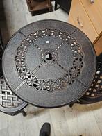 Aluminium Bistro Set - Tafel Ø 65 cm, Gebruikt, Aluminium, Ophalen of Verzenden, Onbekend