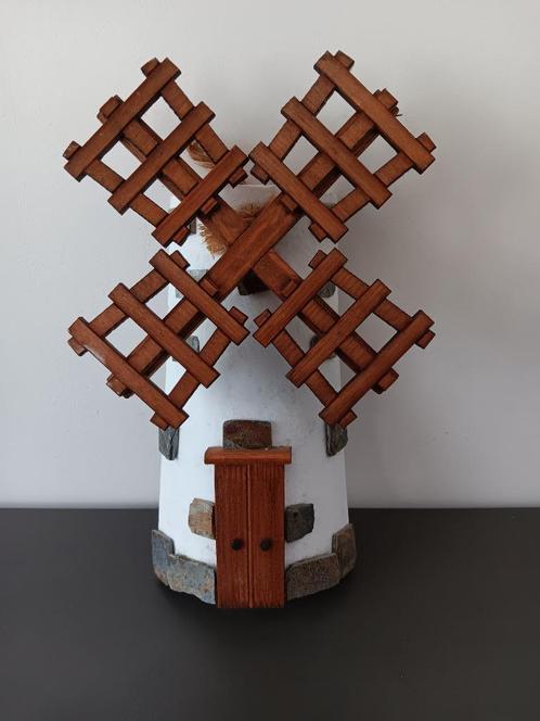 Handgemaakte decoratieve molen – hout/steen/dakpan, Huis en Inrichting, Woonaccessoires | Wanddecoraties, Gebruikt, Ophalen of Verzenden