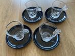 Vier (4) Nespresso espresso kopjes met schoteltjes, Ophalen of Verzenden, Overige stijlen, Kop(pen) en/of Schotel(s), Glas
