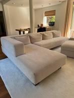 Grote taupe bruin zand kleurige design hoekbank, Ophalen, 250 tot 300 cm, Design landelijk modern, Zo goed als nieuw