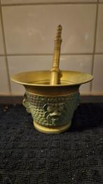 Antieke Bronzen Mortier met Stamper en Leeuwenkoppen, Antiek en Kunst, Antiek | Koper en Brons, Ophalen of Verzenden, Brons