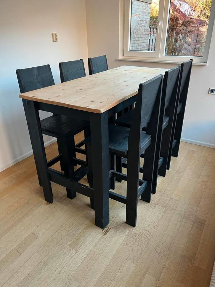 Bartafel set met krukken, Huis en Inrichting, Tafels | Eettafels, Gebruikt, 50 tot 100 cm, 150 tot 200 cm, Vijf personen of meer