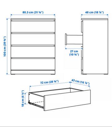 IKEA Malm ladekast (wit en 4 lades) - afbeelding 5