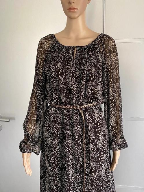 H906 Moliin Copenhagen maat S/M=36/38 lange jurk zwart/beige, Kleding | Dames, Jurken, Zo goed als nieuw, Maat 36 (S), Zwart, Onder de knie