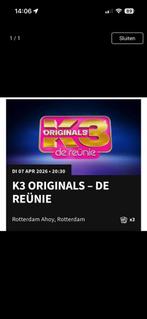 K3 reünie tickets 7 april (2x), Tickets en Kaartjes, Concerten | Dance, Twee personen, April