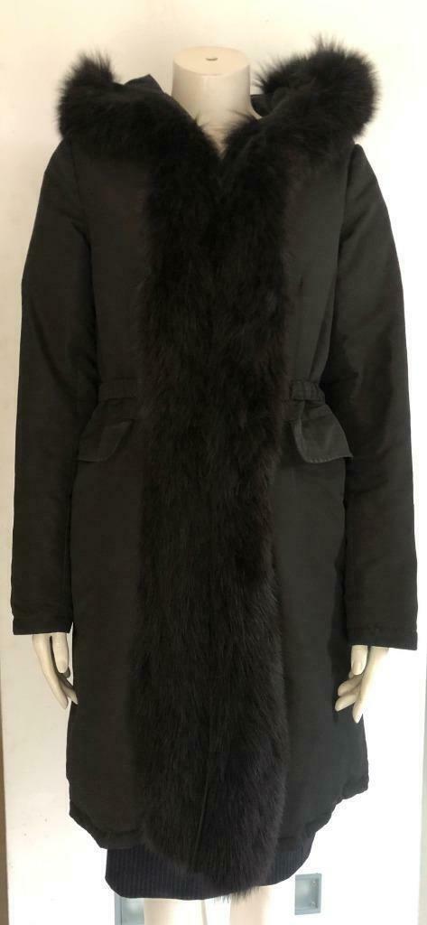 Winterjas reversible met bontrand zwart maat 38., Kleding | Dames, Jassen | Winter, Zo goed als nieuw, Maat 38/40 (M), Bruin, Ophalen of Verzenden
