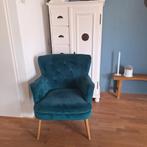 Groene Fauteuil met knopen, Huis en Inrichting, Fauteuils, Ophalen, Hout, Gebruikt, Minder dan 75 cm