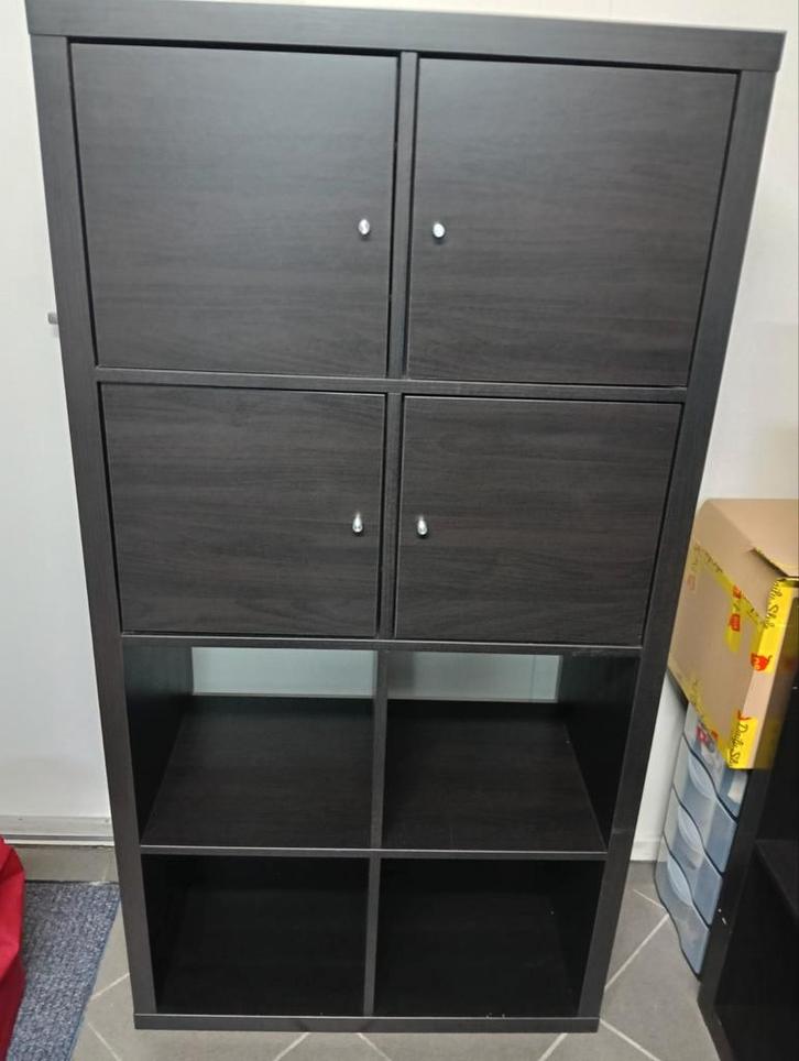 Ikea Kallax kast met 8 vakken zwart, Huis en Inrichting, Kasten | Boekenkasten, Gebruikt, 25 tot 50 cm, Ophalen of Verzenden
