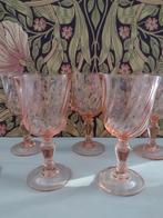 Vintage! Prachtig 5x groot rosaline swirl luminarc wijnglas, Ophalen of Verzenden