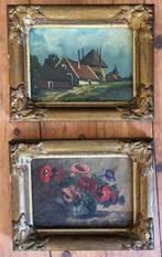 2 Olieverf schilderijen 1945, Antiek en Kunst, Kunst | Schilderijen | Klassiek, Ophalen