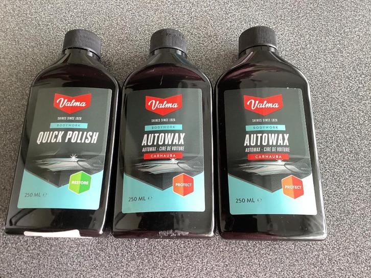 3 stuks Nieuwe VALMA Flacons  2 x Autowax / 1 x Quick polish, Auto diversen, Onderhoudsmiddelen, Ophalen of Verzenden