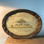 Handgeschilderd Italiaans Dienblad Sezzatini - Ovaal 50x37cm, Antiek en Kunst, Curiosa en Brocante, Ophalen of Verzenden