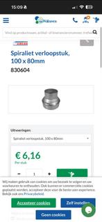 Spiraliet Verloopstuk 100x80mm - Airkan, Nieuw, Ophalen of Verzenden, Minder dan 2 meter, 80 mm of meer