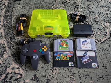 Toffe transparant groen/gele ("atomic green") Nintendo 64. beschikbaar voor biedingen