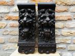 2 Grote antieke houtgesneden leeuwenkop ornamenten consoles, Antiek en Kunst, Kunst | Beelden en Houtsnijwerken, Ophalen of Verzenden