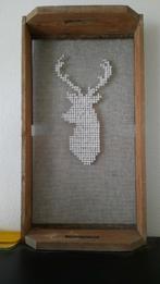 Wand/raam decoratie met rendier Op bollen kistje 41x76x13, Ophalen of Verzenden, Nieuw