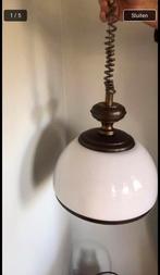 Vintage Retro Hanglamp glas met Messing orig ja 70, Gebruikt, Retro Vintage Design, Ophalen of Verzenden, Glas