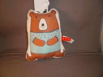 HEMA beer kussentje/knuffel licht blauw/bruin 17 cm velours beschikbaar voor biedingen