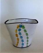 Vintage sierpotje bloempotje gele, blauwe en groene bl, Ophalen, Zo goed als nieuw, Aardewerk, Minder dan 40 cm