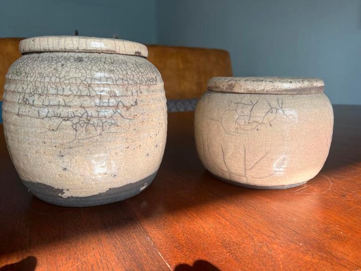 Kees Hoogendam Raku Potten - Jaren 80 in een koop, Antiek en Kunst, Antiek | Keramiek en Aardewerk, Ophalen of Verzenden