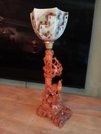 Aziatische houtsnijwerk pauw tafellamp, Ophalen, Minder dan 50 cm