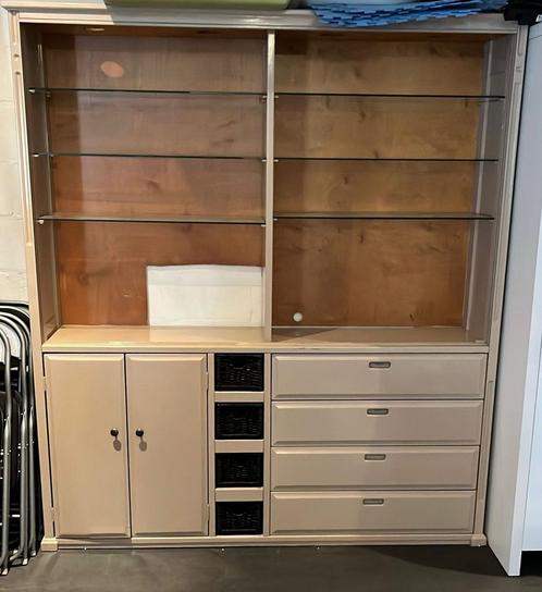 Grote opbergkast met glazen planken & lades, Huis en Inrichting, Kasten | Buffetkasten, Zo goed als nieuw, 25 tot 50 cm, Ophalen