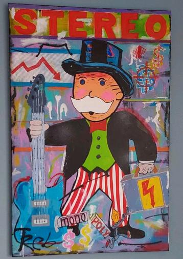 Schilderij popart streetart graffiti monopoly comics 