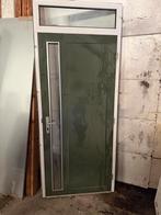 3 Metalen plataldeuren in kunststof kozijnen met bovenlicht, Ophalen, Gebruikt, 80 tot 100 cm, Buitendeur
