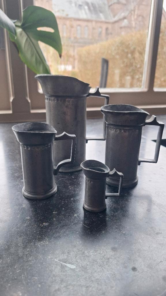 Tinnen maatbekers - inhoudsmaten, Antiek en Kunst, Antiek | Tin, Ophalen of Verzenden