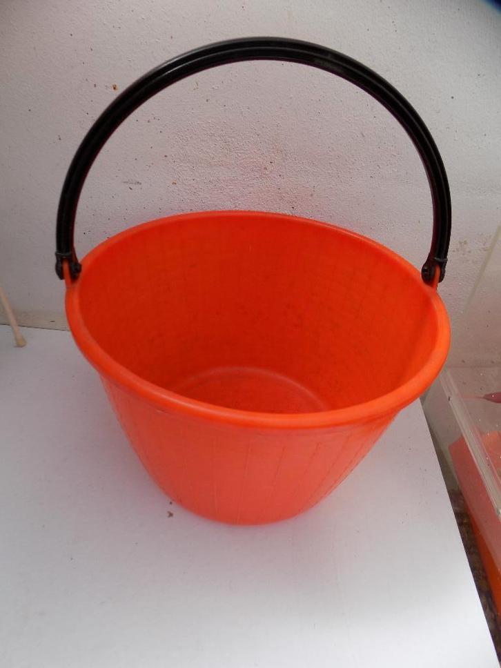 Retro vintage jaren 70 oranje emmer mand opbergmand wasmand, Huis en Inrichting, Woonaccessoires | Overige, Ophalen of Verzenden