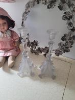 Zeer oude Val St Lambert griffioen kandelaars p/st 49.95, Antiek en Kunst, Ophalen of Verzenden, Glas