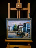 Haven aanzicht, Antiek en Kunst, Kunst | Schilderijen | Klassiek, Ophalen of Verzenden